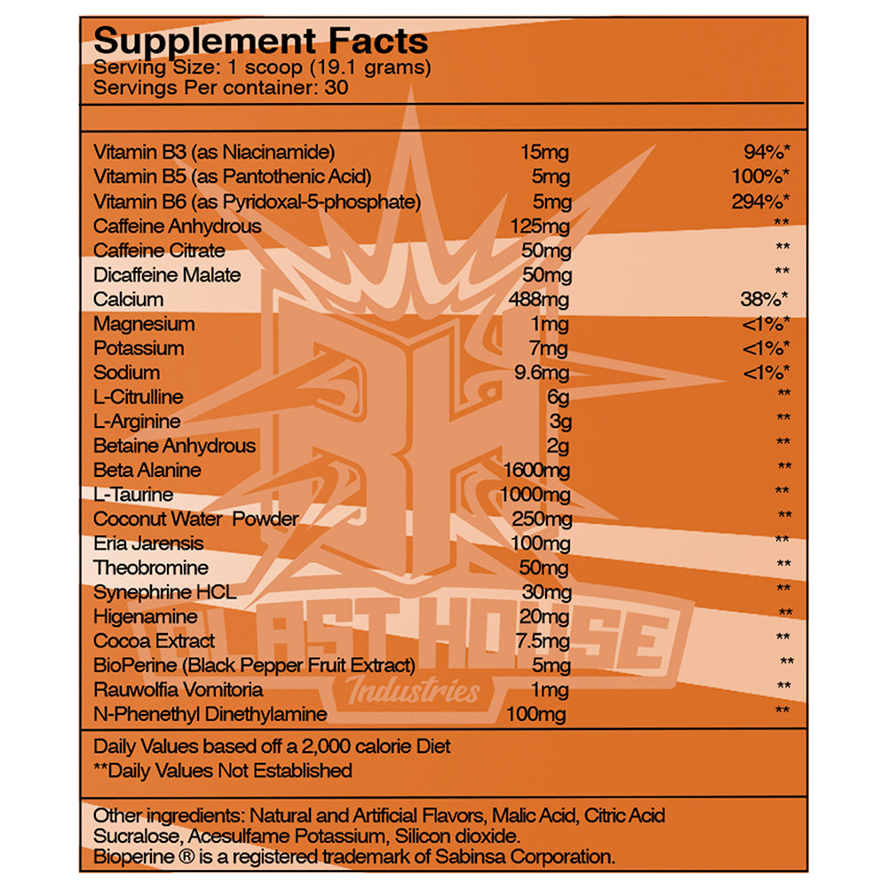 BlastHouse Industries Moscow Mule Pre-workout Nutrition Facts